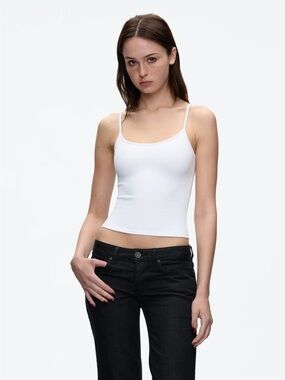 New Tank Air Women’s Slim White Spaghetti-Strap Tank Top XS in Milk